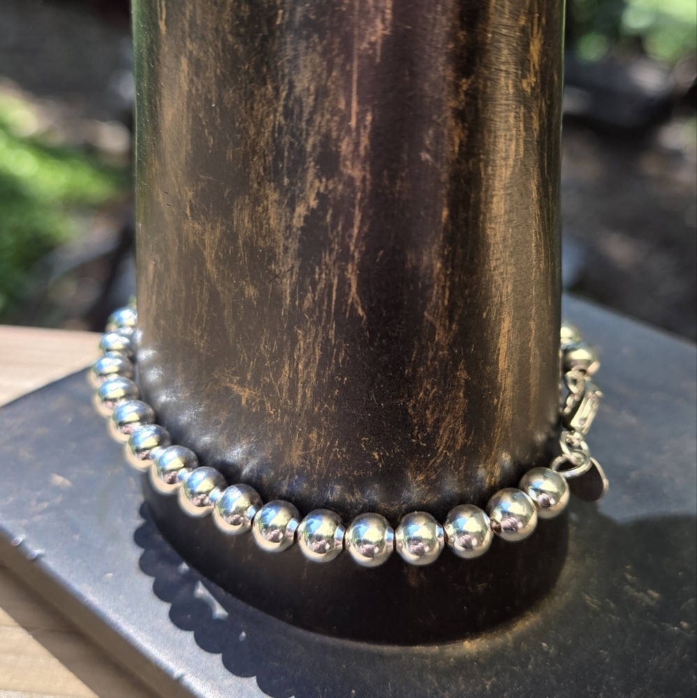 Sterling Silver 925 Ball Bracelet 8" - Picture 6 of 10